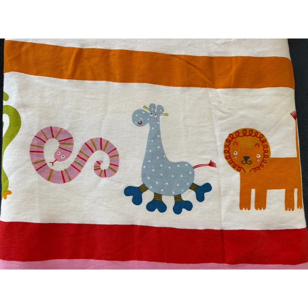 Vintage IKEA Barnslig Rand Animal Stripe Twin Duvet Cover Case 2 PC Orange Pink